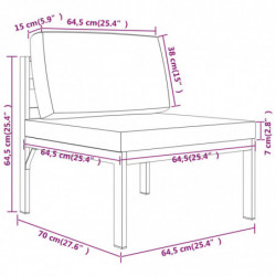 3-tlg. Garten-Lounge-Set mit Kissen Aluminium Anthrazit