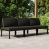 Gartensofa 3-Sitzer mit Kissen Aluminium Anthrazit