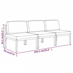 Gartensofa 3-Sitzer mit Kissen Aluminium Anthrazit