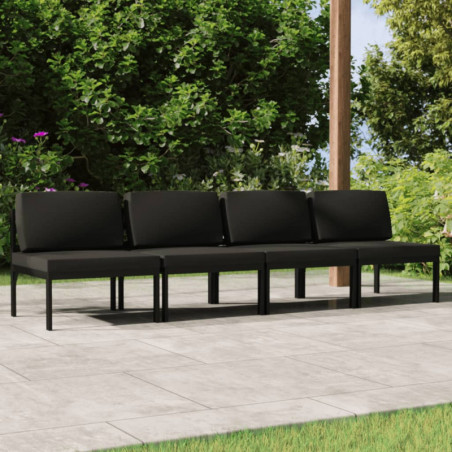 Gartensofa 4-Sitzer mit Kissen Aluminium Anthrazit