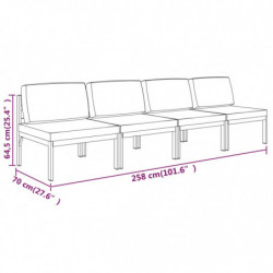 Gartensofa 4-Sitzer mit Kissen Aluminium Anthrazit