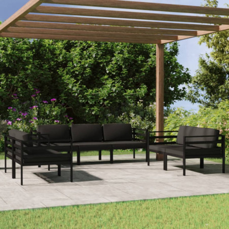 7-tlg. Garten-Lounge-Set mit Kissen Aluminium Anthrazit