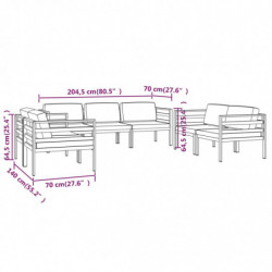 7-tlg. Garten-Lounge-Set mit Kissen Aluminium Anthrazit