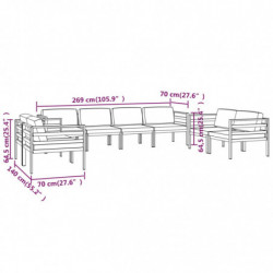 8-tlg. Garten-Lounge-Set mit Kissen Aluminium Anthrazit