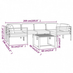 7-tlg. Garten-Lounge-Set mit Kissen Aluminium Anthrazit