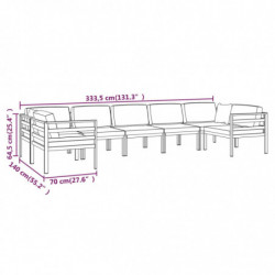 7-tlg. Garten-Lounge-Set mit Kissen Aluminium Anthrazit