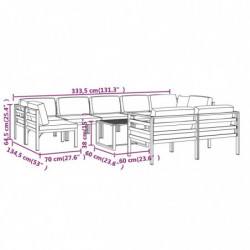 10-tlg. Garten-Lounge-Set mit Kissen Aluminium Anthrazit