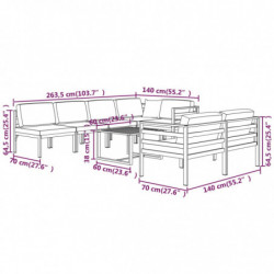 8-tlg. Garten-Lounge-Set mit Kissen Aluminium Anthrazit