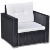 6-tlg. Garten-Lounge-Set mit Auflagen Poly Rattan Schwarz