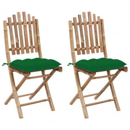 Klappbare Gartenstühle 2 Stk. mit Kissen Bambus