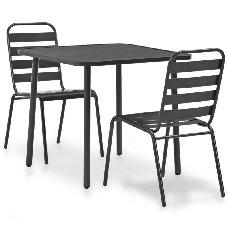 3-tlg. Bistro-Set Stahl Dunkelgrau