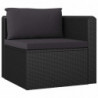 9-tlg. Garten-Lounge-Set mit Auflagen Poly Rattan Schwarz