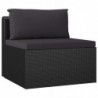 9-tlg. Garten-Lounge-Set mit Auflagen Poly Rattan Schwarz