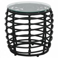 3-tlg. Bistro-Set Poly Rattan Schwarz