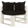 Garten-Palettensofa 2-Sitzer mit schwarzen Kissen Holz