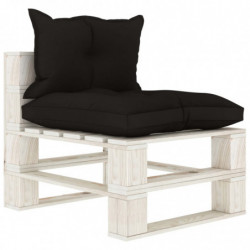 Garten-Palettensofa 3-Sitzer mit schwarzen Kissen Holz