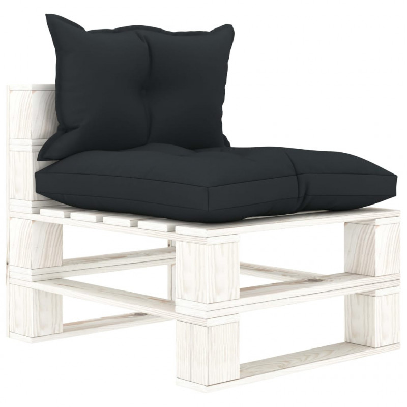 Garten-Paletten-Mittelsofa mit Anthrazit-Kissen Holz