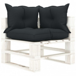 Garten-Palettensofa 3-Sitzer mit Anthrazit-Kissen Holz