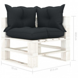 Garten-Palettensofa 3-Sitzer mit Anthrazit-Kissen Holz