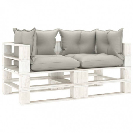 Garten-Palettensofa 2-Sitzer mit Taupe-Kissen Holz