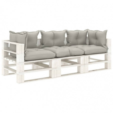 Garten-Palettensofa 3-Sitzer mit Taupe-Kissen Holz