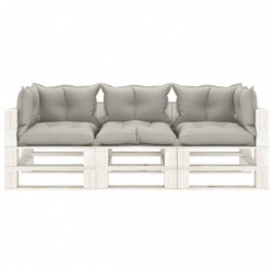 Garten-Palettensofa 3-Sitzer mit Taupe-Kissen Holz