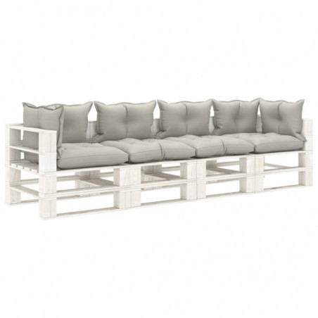 Garten-Palettensofa 4-Sitzer mit Taupe-Kissen Holz