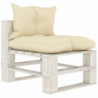 Garten-Paletten-Mittelsofa mit Creme-Kissen Holz