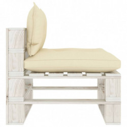 Garten-Paletten-Mittelsofa mit Creme-Kissen Holz