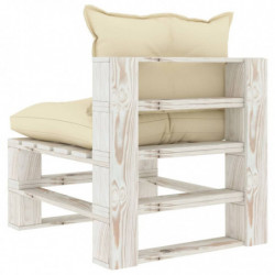 Garten-Paletten-Mittelsofa mit Creme-Kissen Holz