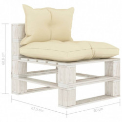 Garten-Paletten-Mittelsofa mit Creme-Kissen Holz