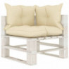 Garten-Palettensofa 3-Sitzer mit Creme-Kissen Holz