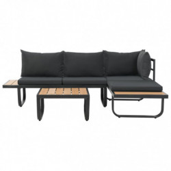 2-tlg. Garten-Ecksofa-Set mit Auflagen Aluminium WPC