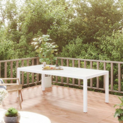 Gartentisch Weiß 190x90x75 cm Hartglas und Poly Rattan
