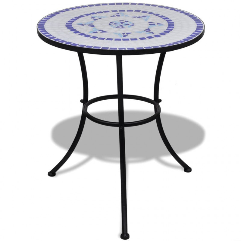 Bistrotisch Blau und Weiß 60 cm Mosaik