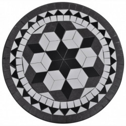 Bistrotisch Schwarz und Weiß 60 cm Mosaik