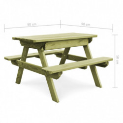 Picknicktisch mit Bänken 90×90×58 cm Kiefernholz Imprägniert