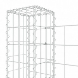 Gabionenkorb U-Form mit 4 Säulen Eisen 380x20x100 cm