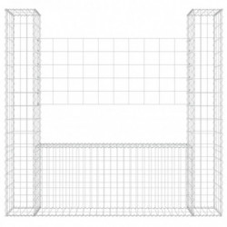 Gabionenkorb U-Form mit 2 Säulen Eisen 140x20x150 cm