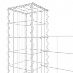 Gabionenkorb U-Form mit 2 Säulen Eisen 140x20x150 cm