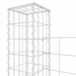 Gabionenkorb U-Form mit 3 Säulen Eisen 260x20x150 cm