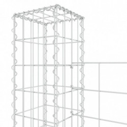 Gabionenkorb U-Form mit 6 Säulen Eisen 620x20x150 cm