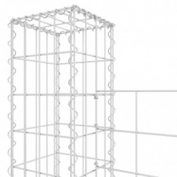 Gabionenkorb U-Form mit 4 Säulen Eisen 380x20x200 cm