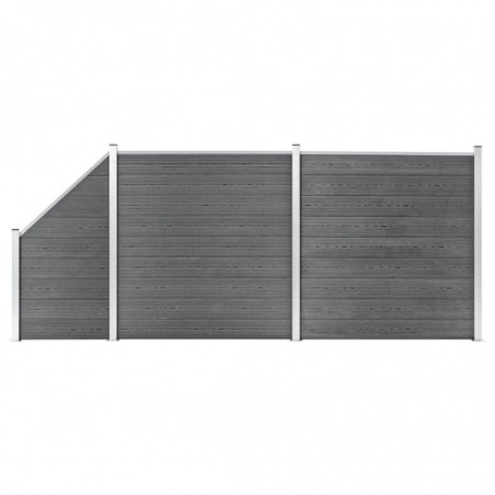 WPC Zaun-Set 2 Quadrate + 1 Schräge 446x186 cm Grau