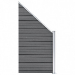 WPC Zaun-Set 2 Quadrate + 1 Schräge 446x186 cm Grau