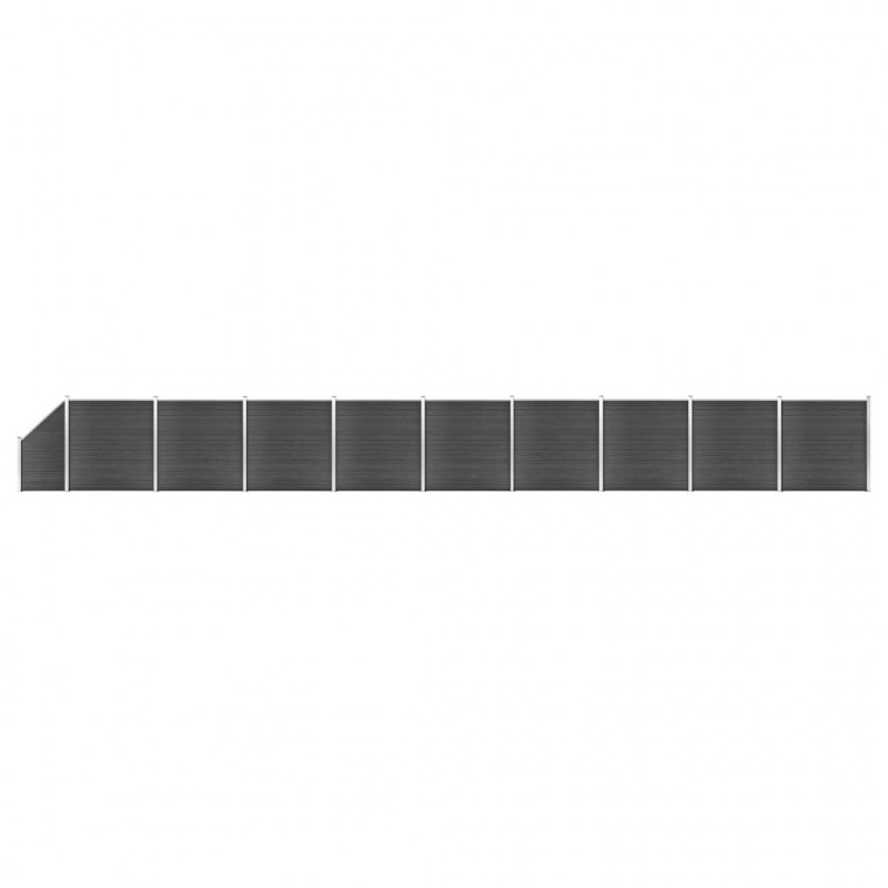 Zaunelement Set WPC  1657x(105-186) cm Schwarz