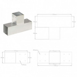 Pfostenverbinder T-Form Verzinktes Metall 91 x 91 mm