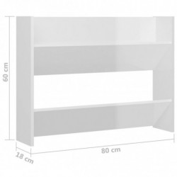 Wand-Schuhschränke 2 Stk. Hochglanz-Weiß 80x18x60 cm Spanplatte