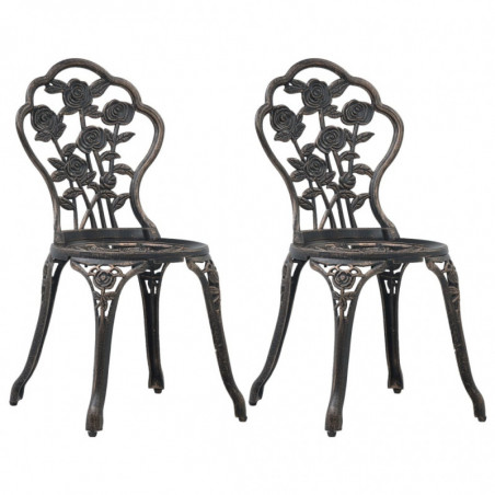 Bistro-Stühle 2 Stk. Bronze Aluminiumguss