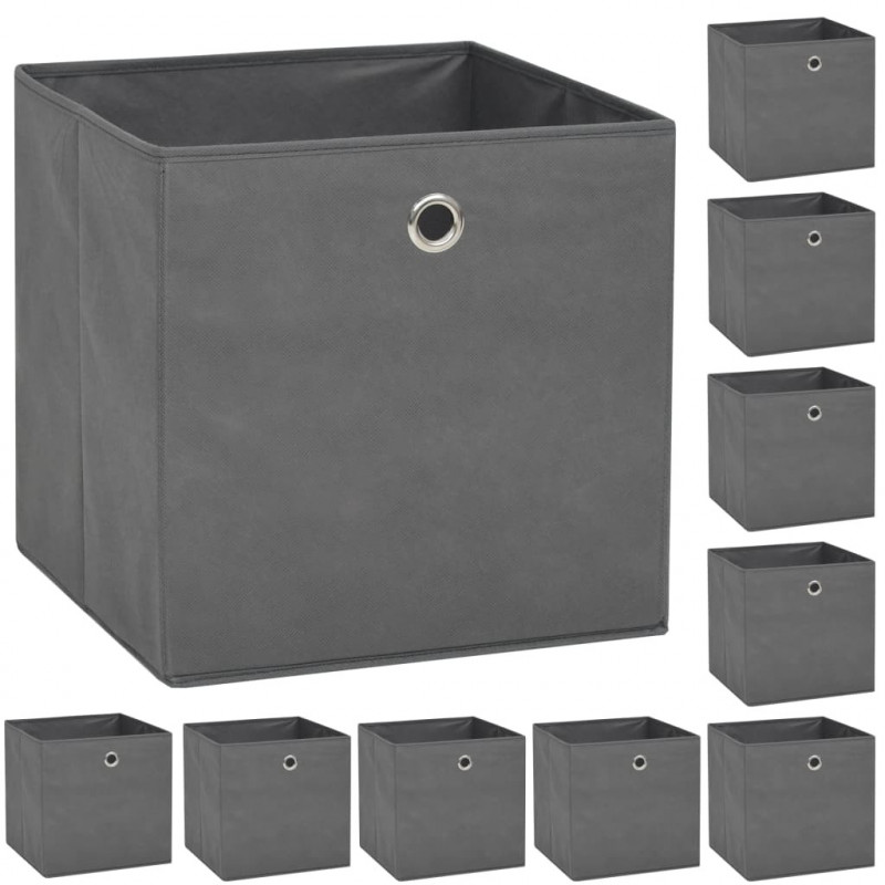 Aufbewahrungsboxen 10 Stk. Vliesstoff 32 x 32 x 32 cm Grau